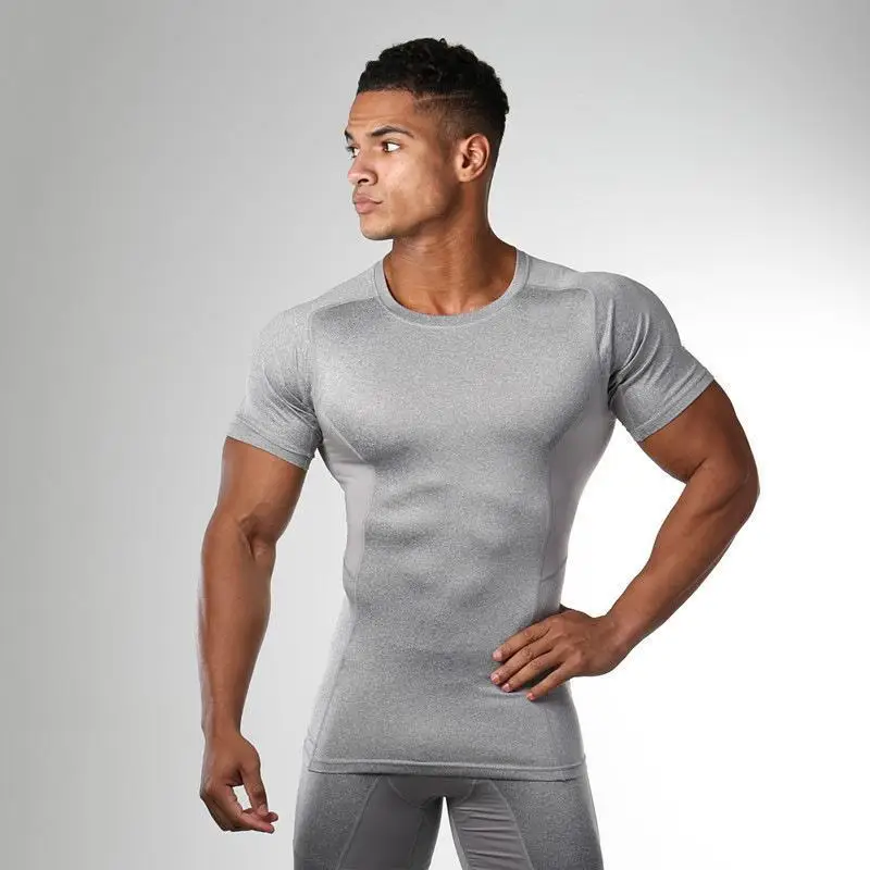 Summer Men\'s Quick Dry Compression T-Shirt Sport Running Short Sleeve Tees Gym Fitness Workout Bodybuilding Sweatshirt Clothes