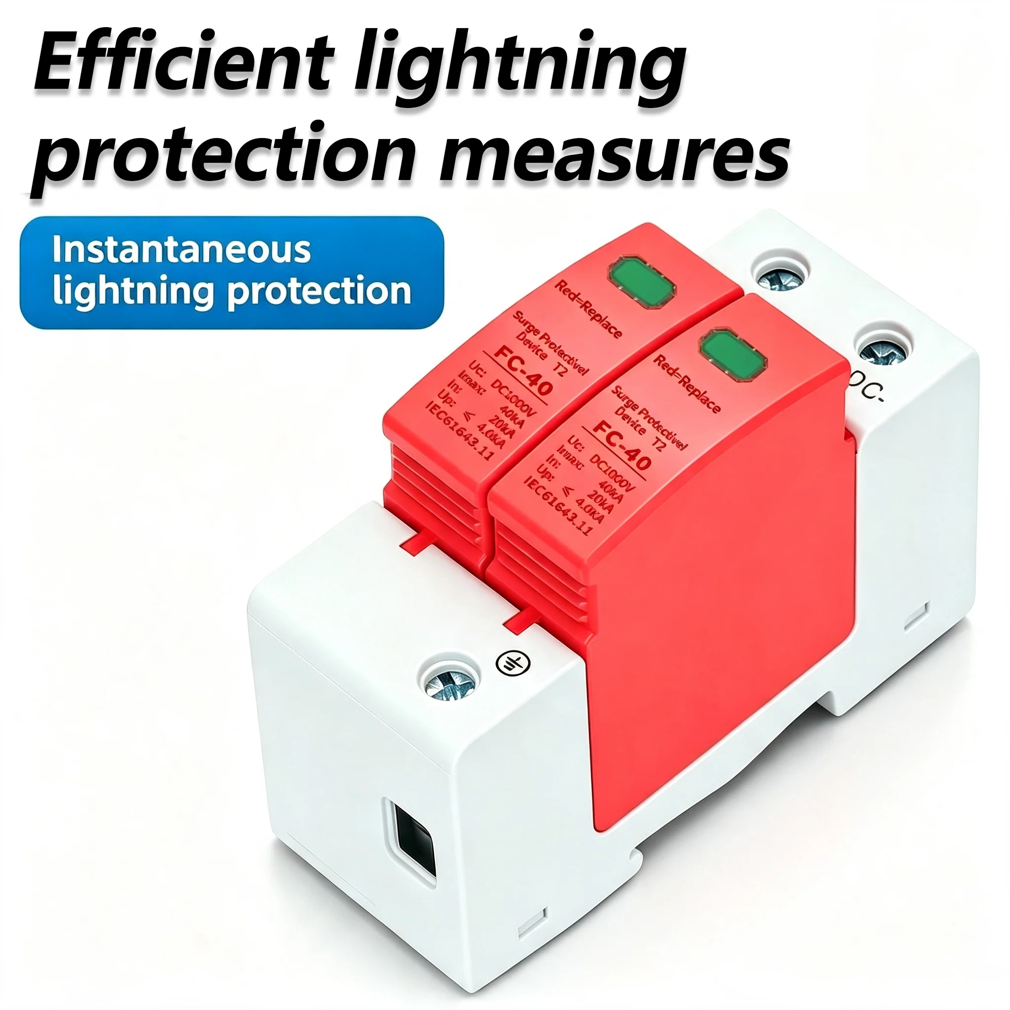 DC2P Series Surge Protection Device 500V 600V 800V 1000V for Photovoltaic Solar System Lightning Protection