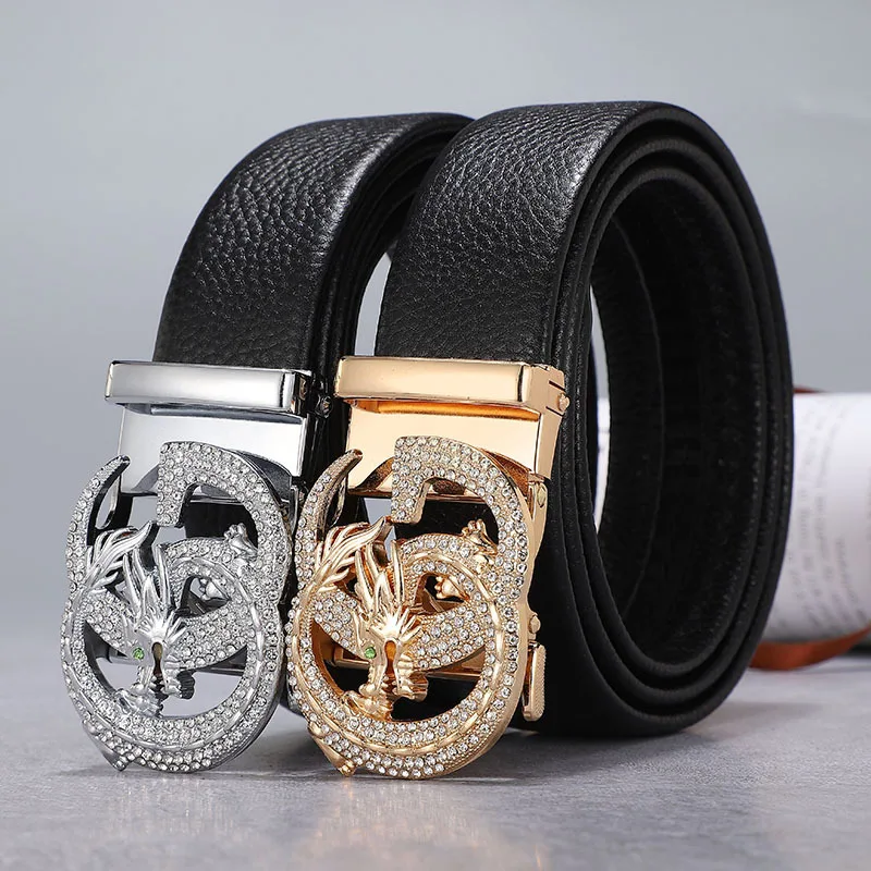 

Мужской ремень Double Famous Designer Luxury Brand из высококачественной натуральной кожи с автоматической пряжкой для делового стиля