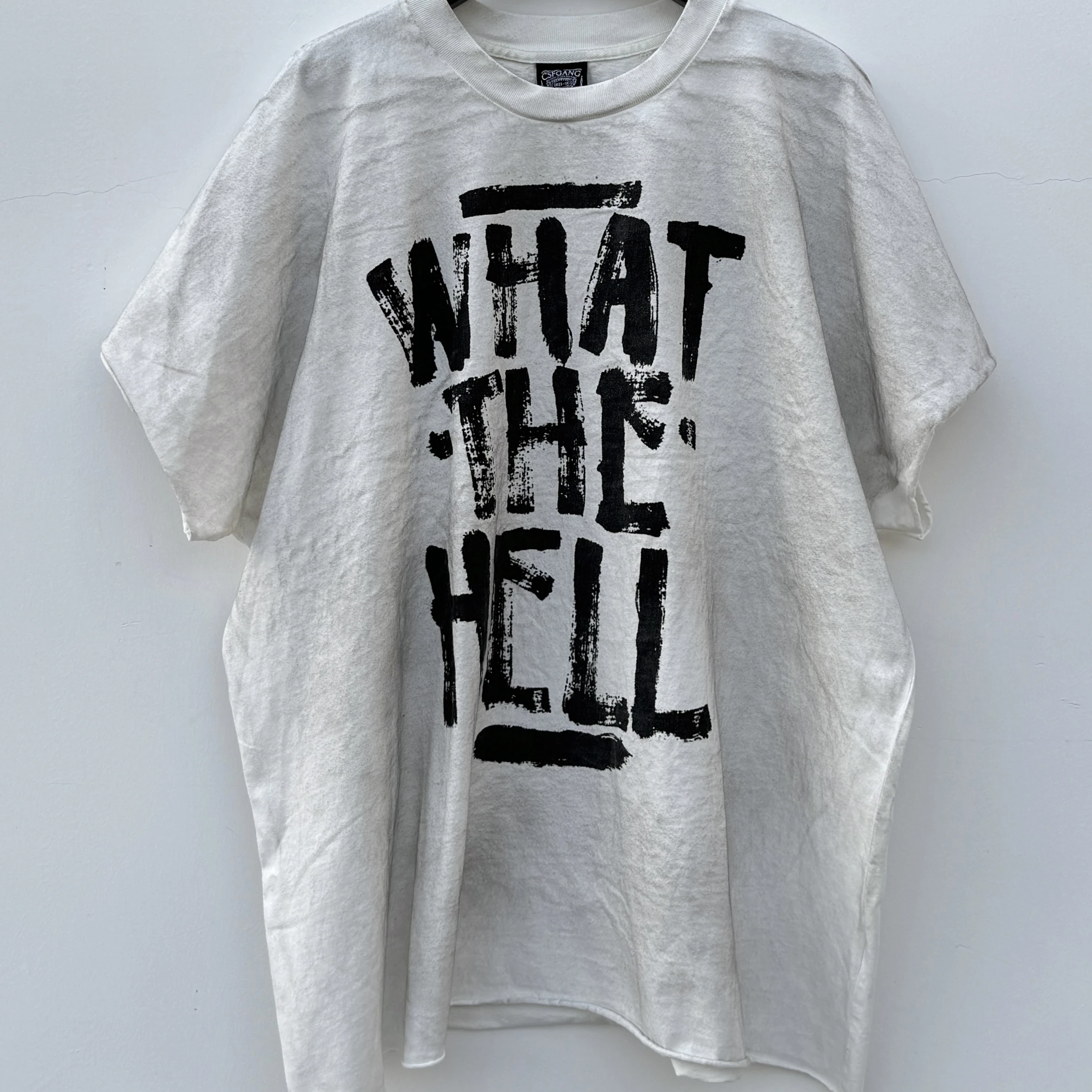 

Футболки WHAT THE HELL Saint для мужчин и женщин, лучшее качество, тяжелый спрей, грязный грязный почв, воздушная стираная футболка, винтажная футболка