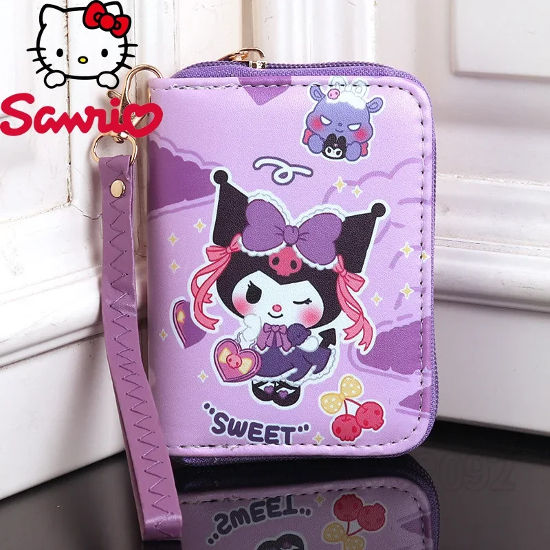 Sanrio Kuromi New Coin Purse Cartoon Cute Girl Wallet Fashion Trend Portable Short Coin Purse Multiple Card Slots Large Capacity