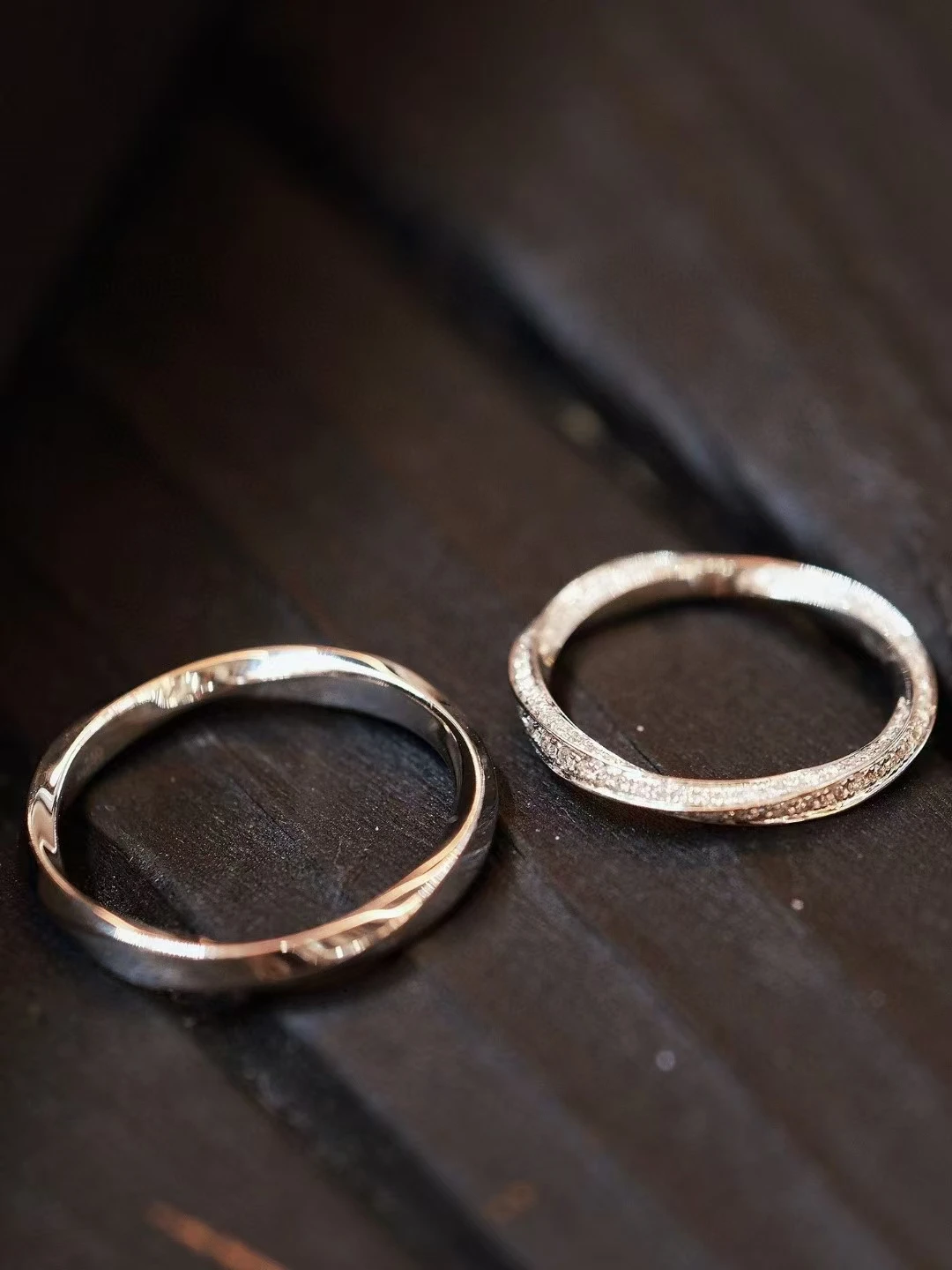 

XCL ROMANTIC MOBIUS STRIP COUPLE DIAMOND RING FINE JEWELRY FOR ANNIVERSARY LOVERS GIFT