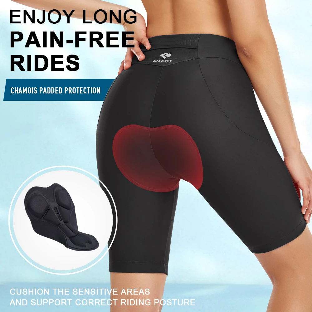 DIFOS-Cycling Shorts for Women, Shockproof MTB Bicycle Shorts, 3D Gel Padded, Breathable Reflective Road Riding Tights, Summer