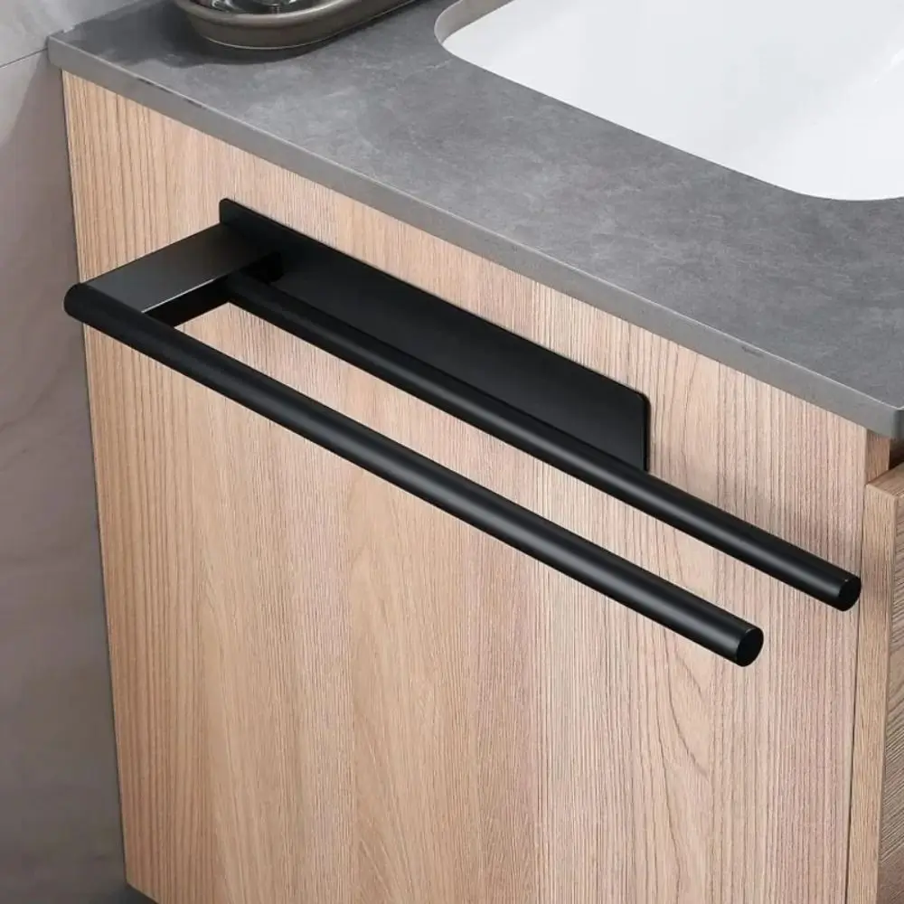 

NEW Stainless Steel Towel Rack Wall-Mounted Self Adhesive Hand Towel Holder No Drilling Storage Shelf Bathroom Organization