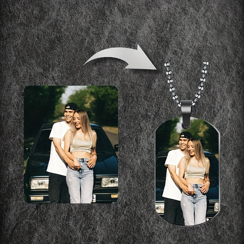 

1pc Personalized Customized Photo & Picture Necklace Tags for Couples & Families to Commemorate Beautiful Moment Christmas Gifts