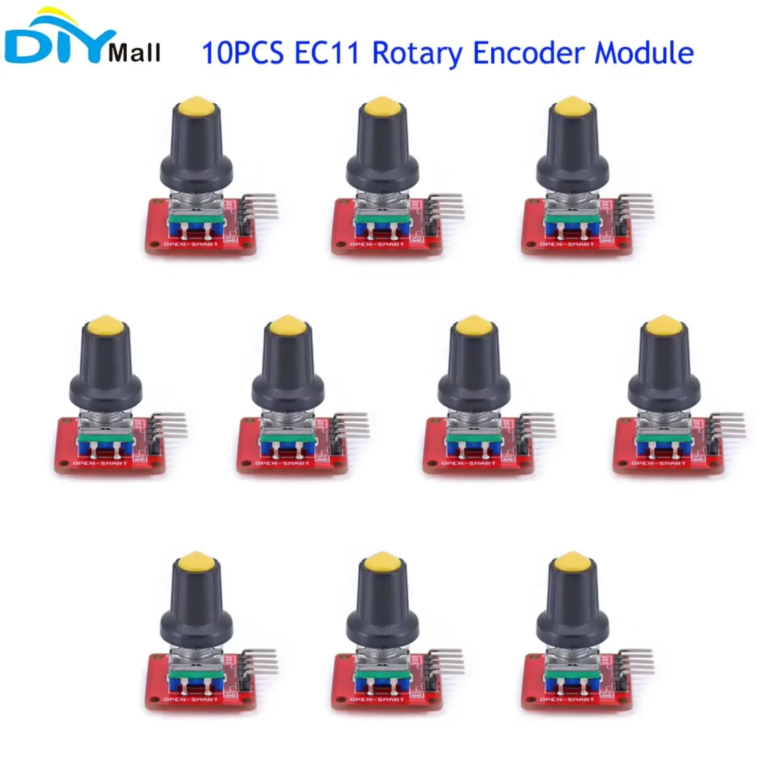 

10 шт., модуль поворотного энкодера OPEN-SMART EC11, регулируемый на 360 градусов, с крышкой кнопки для проекта Arduino DIY