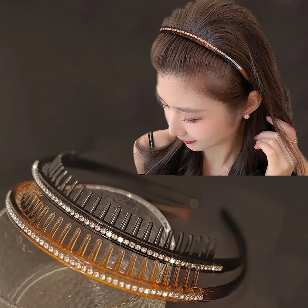 2pc European and American Classic Black Crystal Retro Headband Women Girls Hair Bands Elegant Hairband Wedding Hair Accessorie