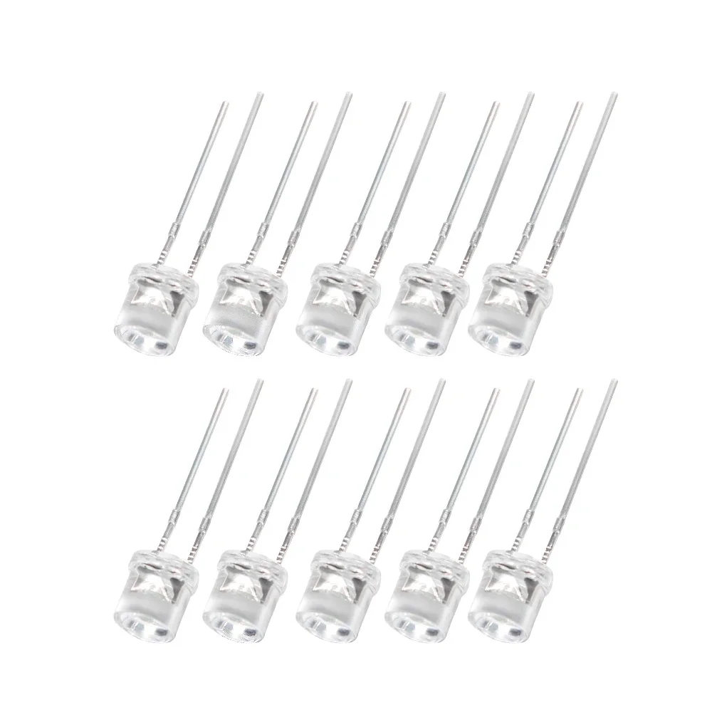 50PCS 5mm Led Flat LED Diode Transparent Red Yellow Blue Green White Led Lights Diod F5 Led Lights