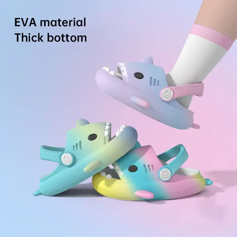 EVA Shark Flip Flops para crianças, Soft Sole Cartoon Slipper, ManBathroomSandal Shoes, Sandálias para crianças