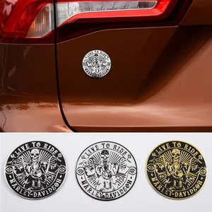 Auto -Modifikation 3D Stereo Metallkleber Harley Skull Logo Motorrad Persönlichkeit Persönlichkeit Dekorative Klebstoffkörper Tag 6 Hauptverkäufe Emblem -Schädel Metall - №1