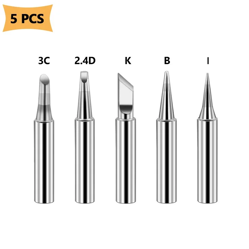 1Set Pure Copper Soldering Iron Tips 900M 200-480°C Fit for Hakko Atten Quick Saike Kada Aoyue 936,938,969,8586 Welding Stations