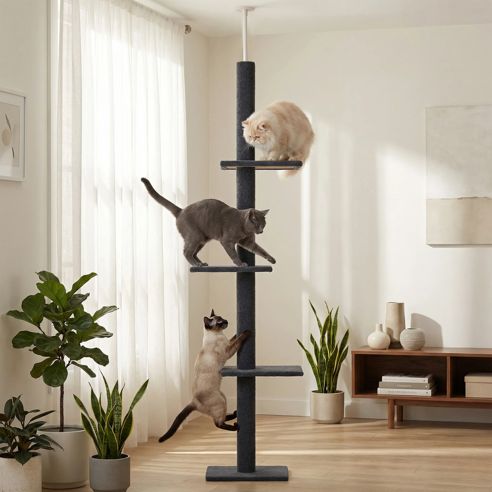 Adjustable Height Floor to Ceiling Cat Tower