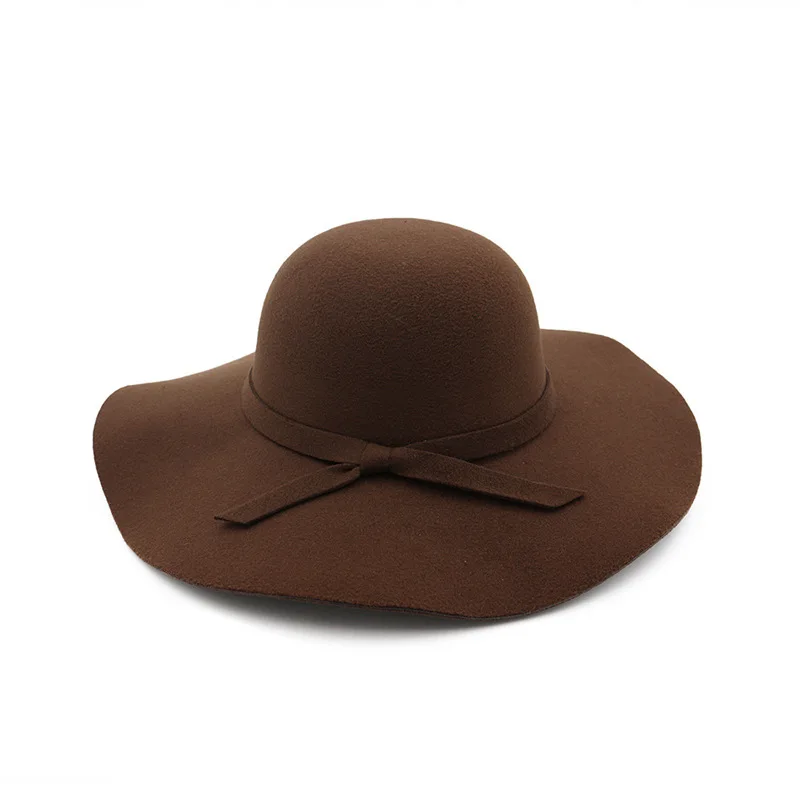 New Hat Fedora Hat Ladies Top Hat Ladies Classic Fluffy Wide-brim Wool Felt Bowler Hat Beach Warm Ladies Fedora Hat Bucket cap