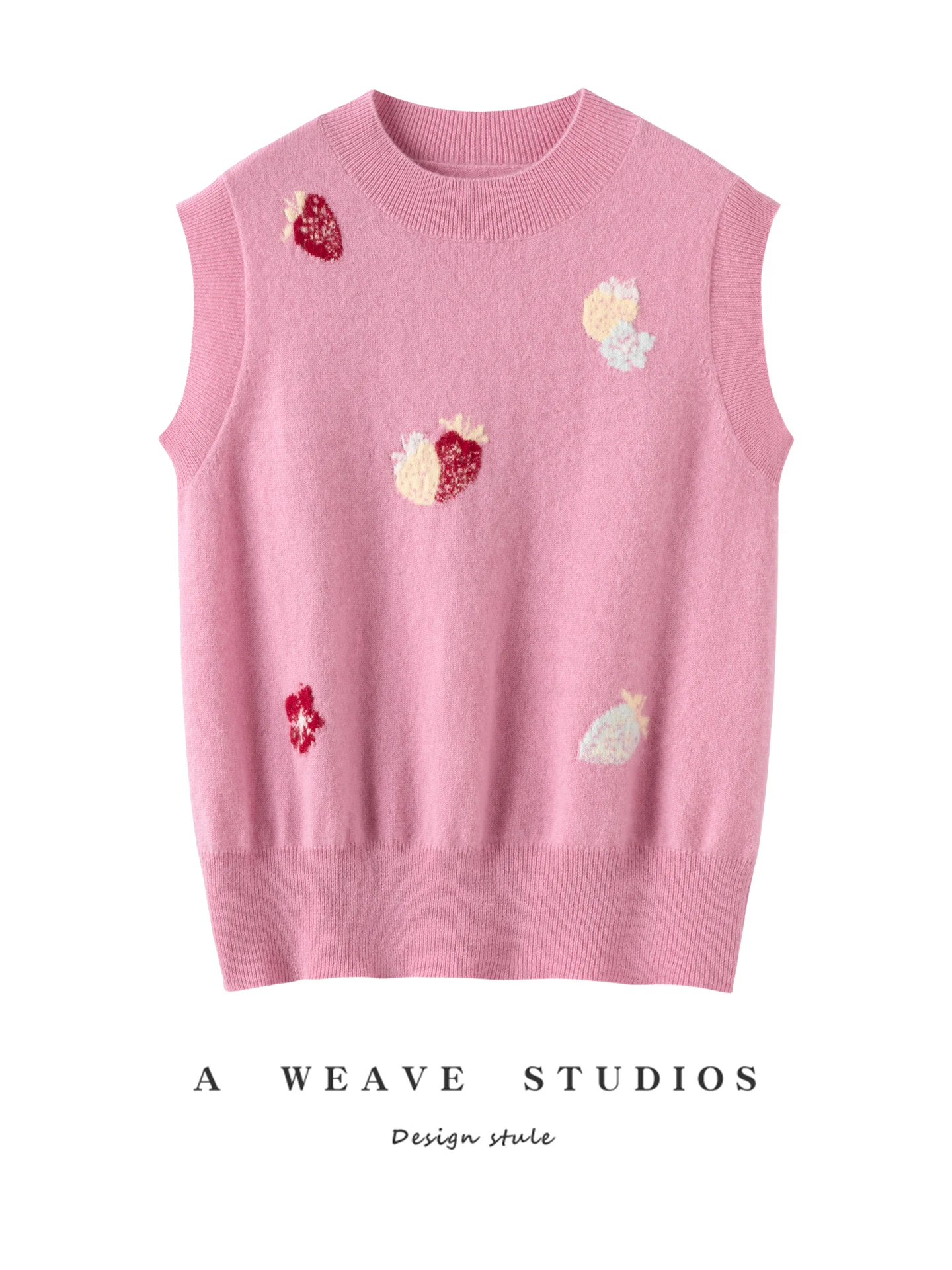 

Women's Camere Knitted Vest f High Collar Svel Woolen Sweater Embroidered Outerwear Inner Match Commute Sle Regu...