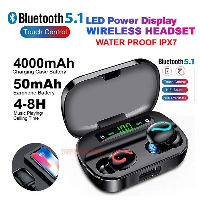 

Беспроводные наушники Bluetooth 5.1 TWS, мини-наушники, стереогарнитура, IPX7