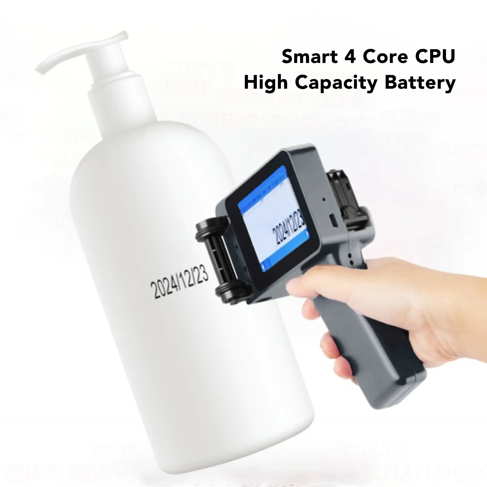 Handheld inkjetprinter 12,7 mm HD LED 4,3 inch touchscreen compacte codeermachine voor plastic flessen codeerpistool inktcartridge