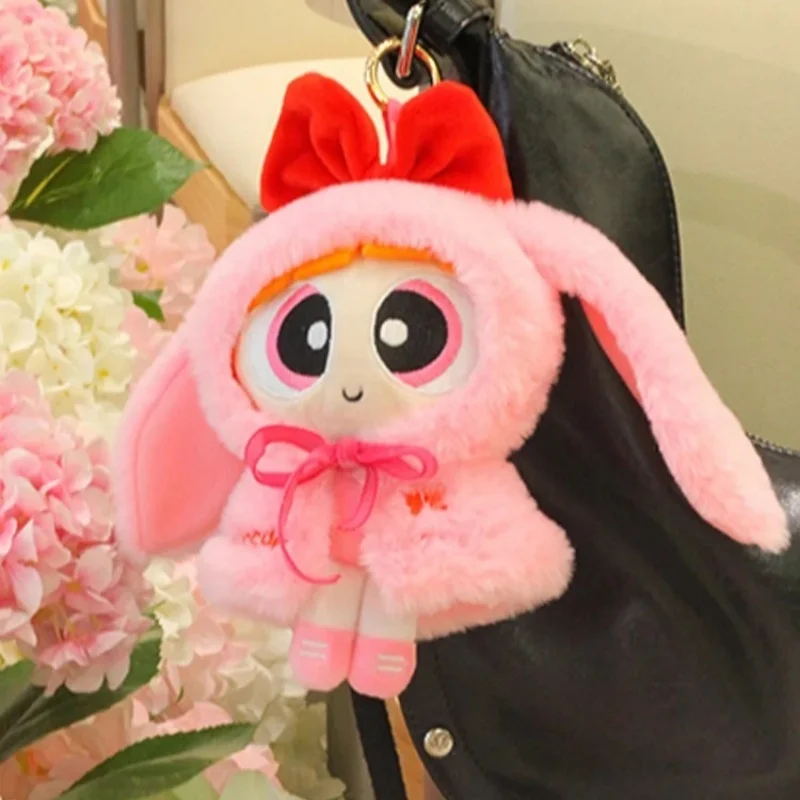Oryginalny Kawaii Powerpuff Girls Pluszowy Płaszcz Seria Plecak z Zawieszką Kreskówkowa Anime Dziewczyna Serce Urocza Pluszowa Zabawka Brelok Prezent dla Dziewczyn