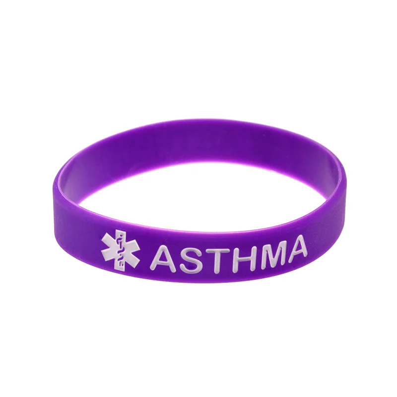 50 Stück ASTHMA Medizinisches Notfall-Silikon-Armband Krankheits-Allergie-Notfall-Identifikationsarmband für den täglichen Gebrauch – Detail 5