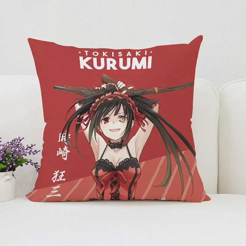 Cute Tohka Yatogami Yoshino Tokisaki Kurumi Square Pillow Case Date A Live Anime Cushion Covers Pillowcase for Home