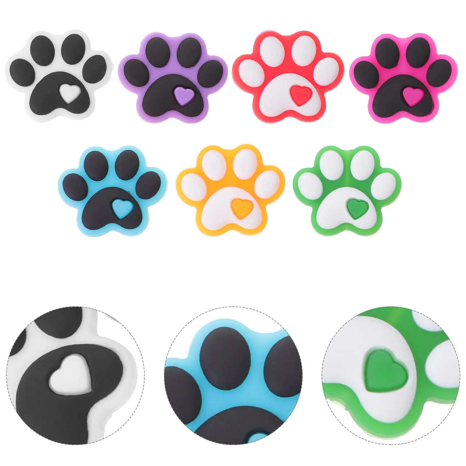 

14Pcs Cute Dog Paw Themed Silicone Beads for Bracelet Necklace Dreamcatcher DIY Jewelry Making Crafting Beads Colorful Wear