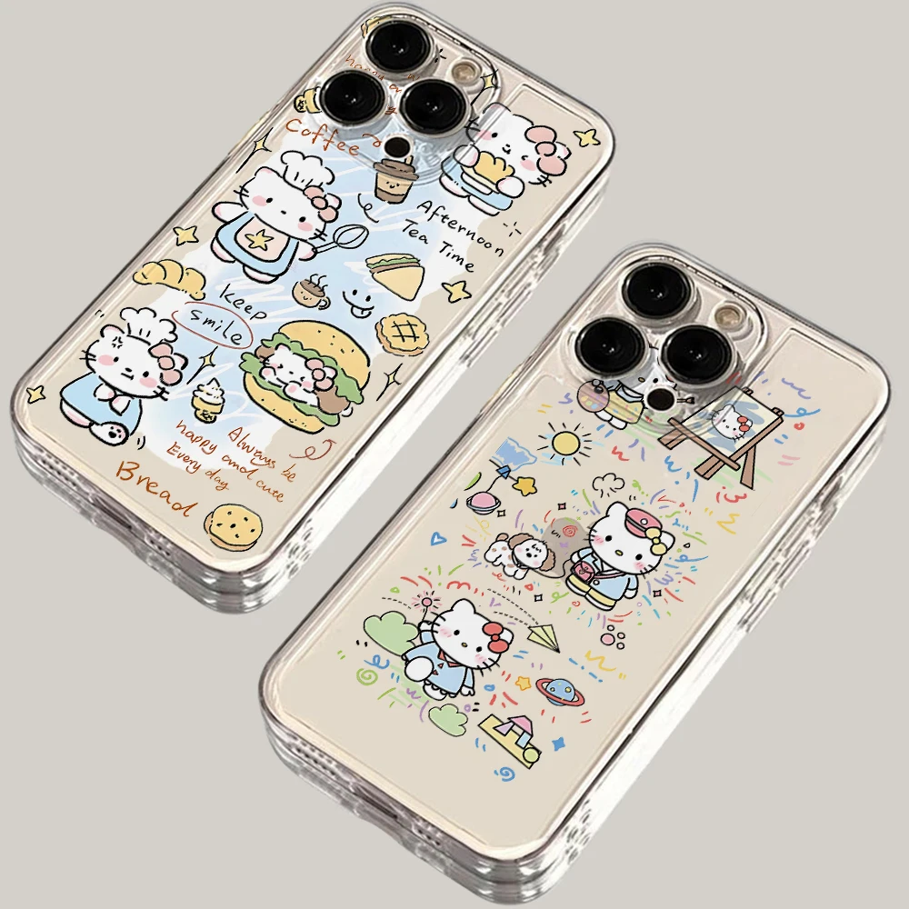 Chef Painter Hello Kitty Phone Case for iPhone 16 15 14 Plus 13 12 Mini 11 iPhone16 iPhone13 Pro Max X Xs XR 7 8 Clear  Cover