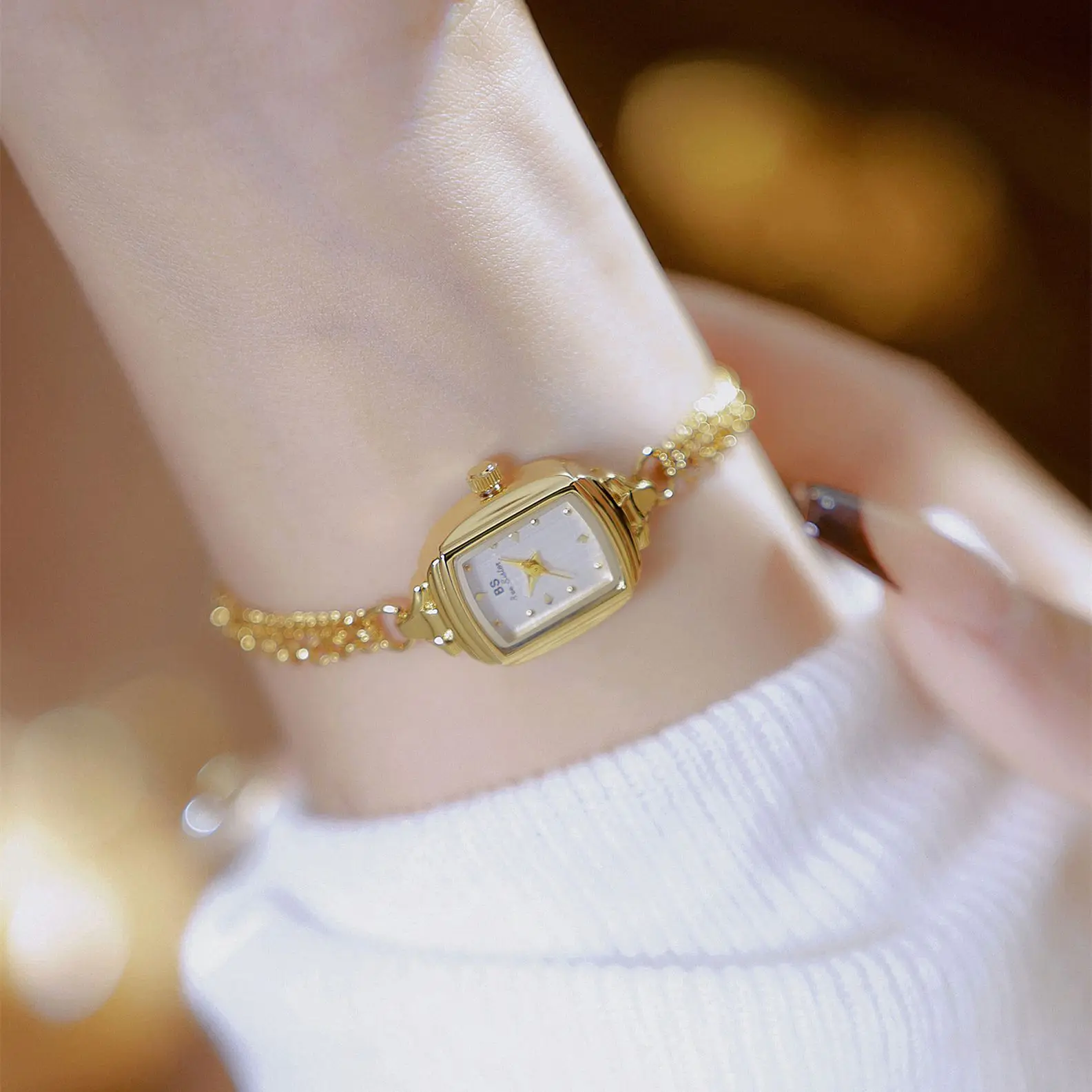 Reloj dorado de lujo Para Mujer, pulsera de cristal informal, reloj de cuarzo, regalo creativo de marca superior, Relojes Para Mujer
