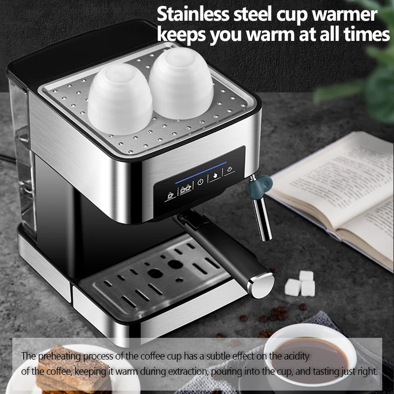 TABELL ekspres do kawy włoska kawiarka do Espresso półautomatyczny ekspres do kawy elektryczny spieniacz do mleka parowego urządzenie kuchenne