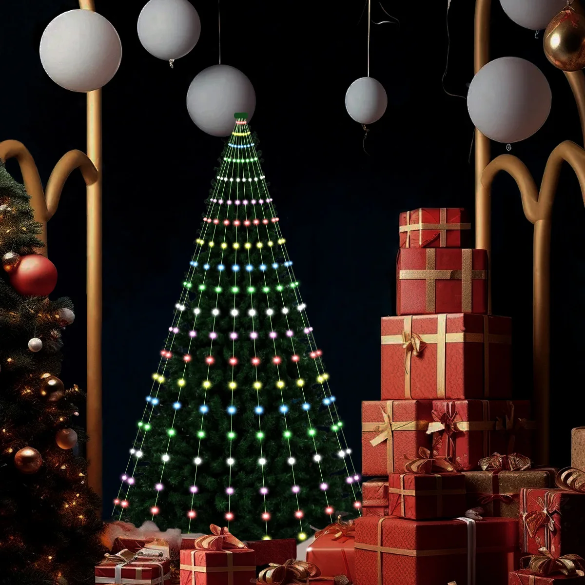 スマートクリスマスツリーライト RGB マルチカラー LED フェアリー Bluetooth アプリ制御ランプ タイマー 音楽同期 クリスマスツリー装飾用