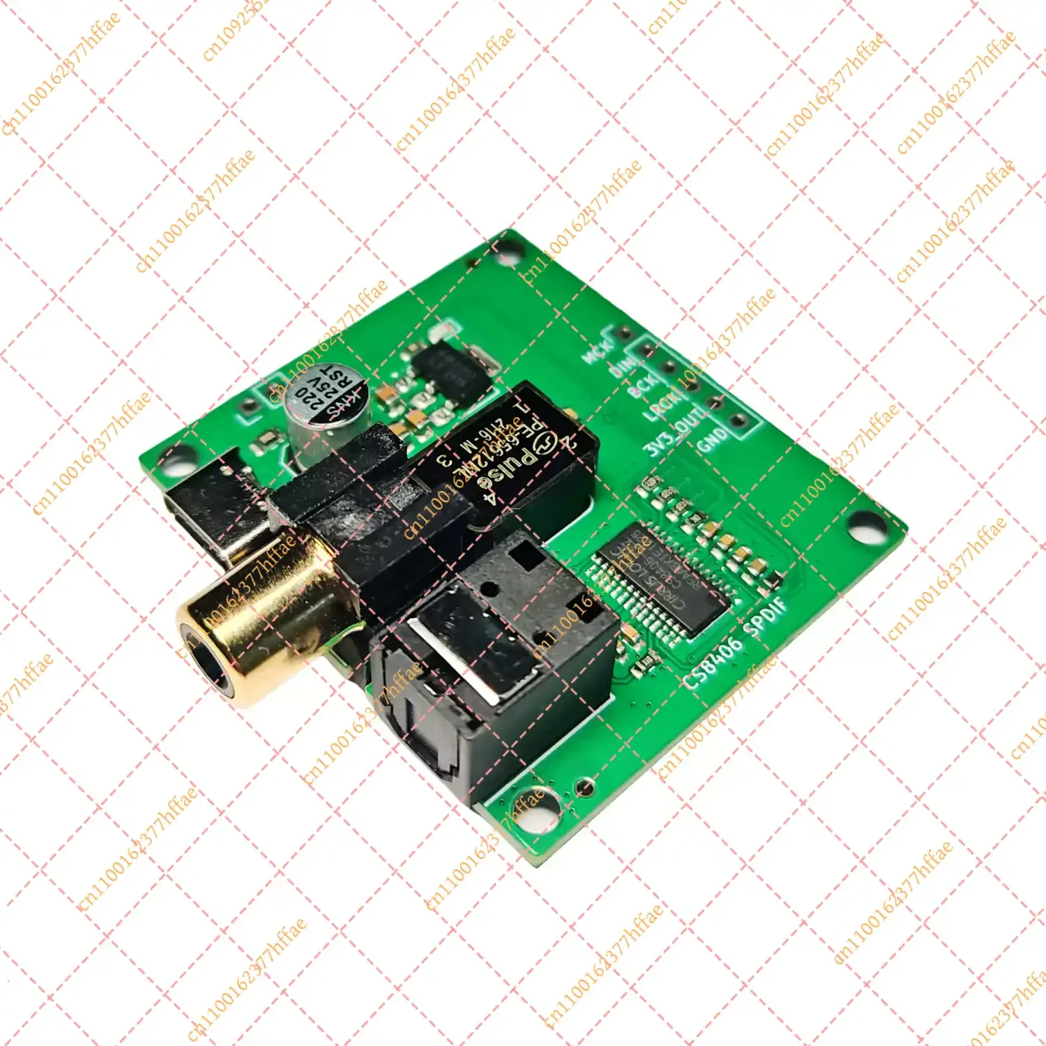 Модуль-адаптер JY CS8406: вход I2S/IIS, выход SPDIF по оптоволокну/коаксиалу