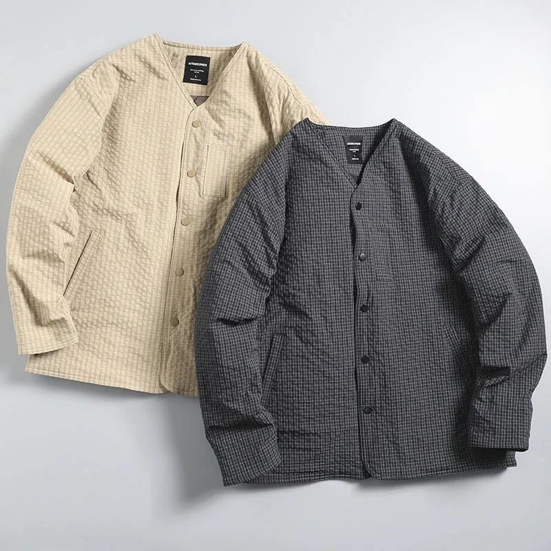 

Outdoor Versatile Retro Plaid Unlined Layered Sewn Cotton Jaet Loose Workwear Cotton Coat Couples Sle Outerwear