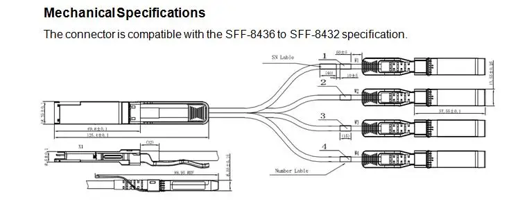 40G QSFP+ NAAR 8XLC Actieve Optische Kabel 3M afstand