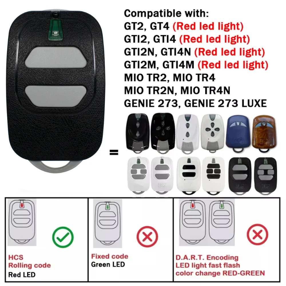 DEA GTI2 GTI4 GTI2N GTI4N 433MHz Gate CommandรีโมทคอนโทรลสําหรับDEA GTI2M GTI4M MIO TR2 TR4 433.92MHz Rolling Code Openner