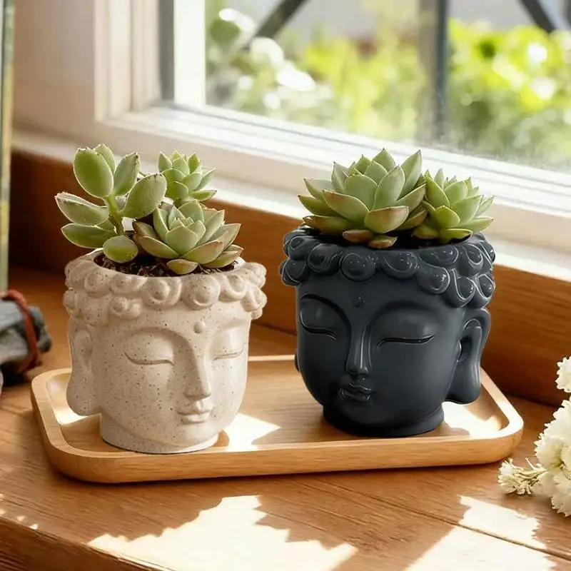 Artistic Resin Figure Flower Pot Decorative Green Plant Planter Home Patio Garden Landscape Ornament Creative Handmade Gift