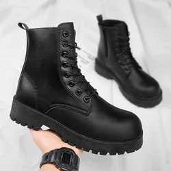 Men's leisure high top autumn winter boots tide brand designer shoes cowboy genuine leather boot platform short botas zapatillas