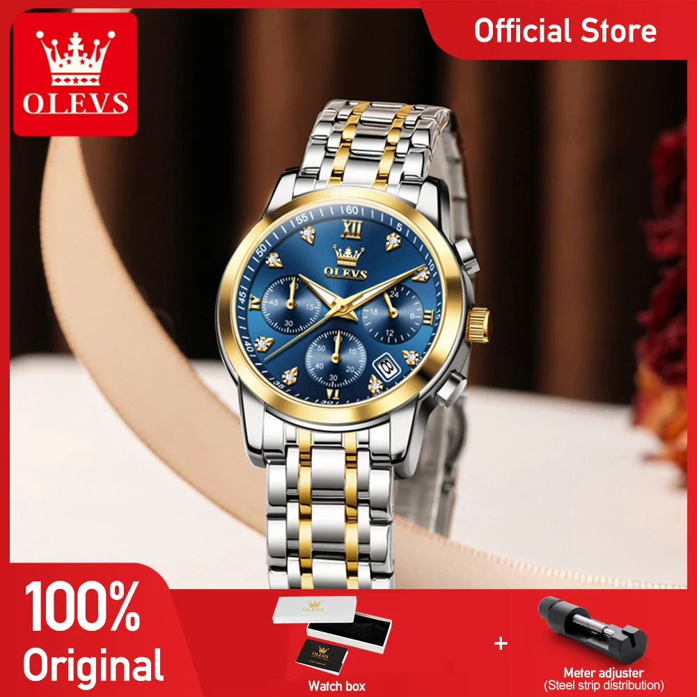 

OLEVS Watches Woman 2858 New Multifunctional Quartz Wristwatch Waterproof Watches For Woman Set Bracelet Watch Original Reloj
