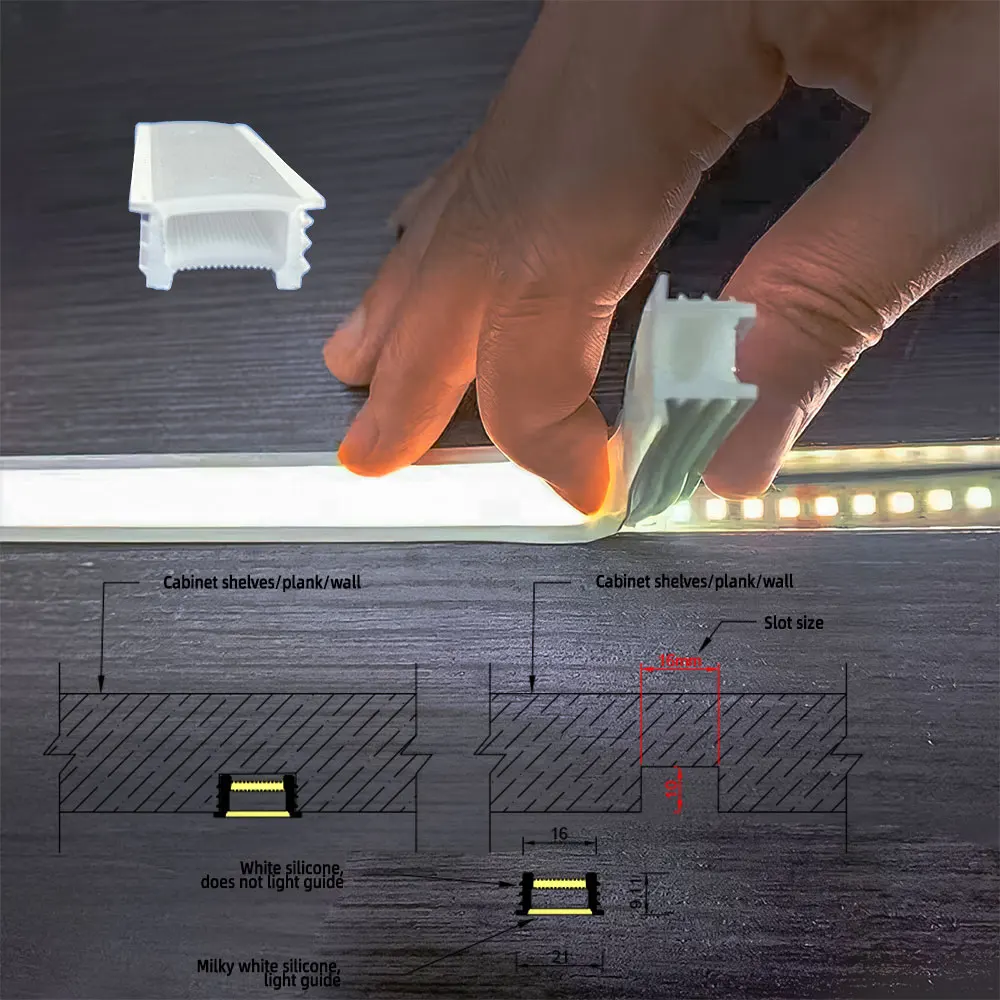 Silicone LED cover flexible profile LED light for bookcases ceilings walls and more silicone neon tube bright and energy-saving