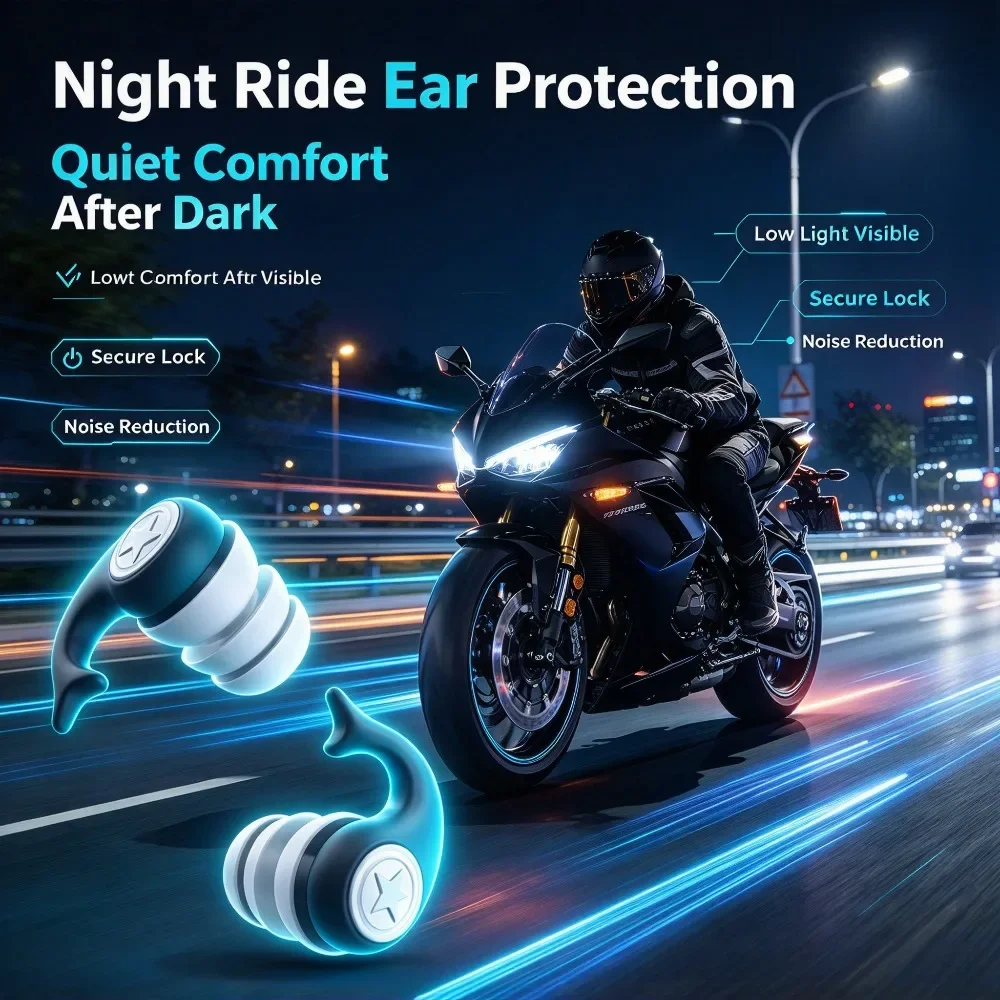 Reusable Motorcycle Earplugs Noise Reduction Soft Silicone Ear Plugs for Riding Racing Shooting Travel Hearing Protection Sleep