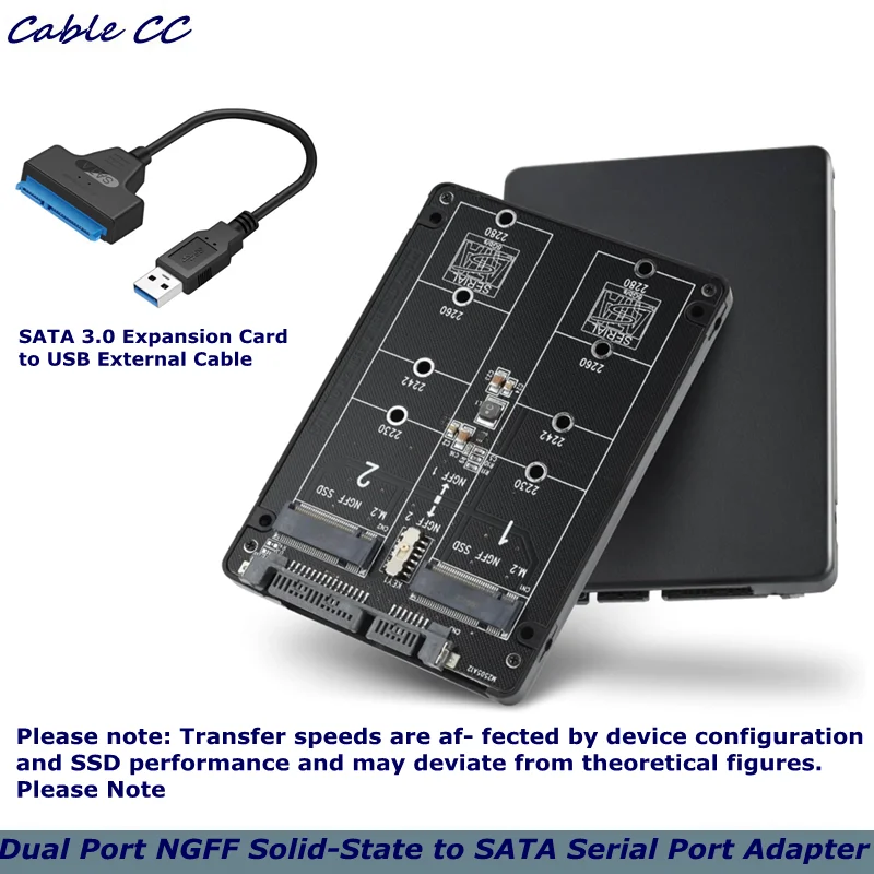 With Sata cable Dual NGFF MSATA B Key/ B&M Key SSD to 2.5