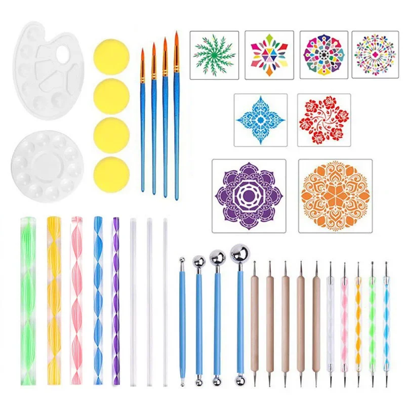 36/41pcs/set Mandala Dotting Tools Kit for Painting Rock Stone Pottery Rod Stencil dropshipping