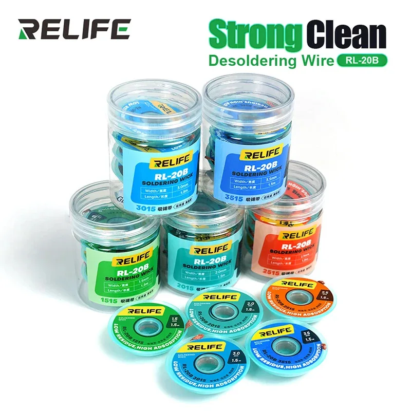 RELIFE RL-20B سلك ديسولديرينغ قوي ونظيف بقايا منخفضة، تليين سريع، ديسولديرينغ قوي، للأدوات الدقيقة