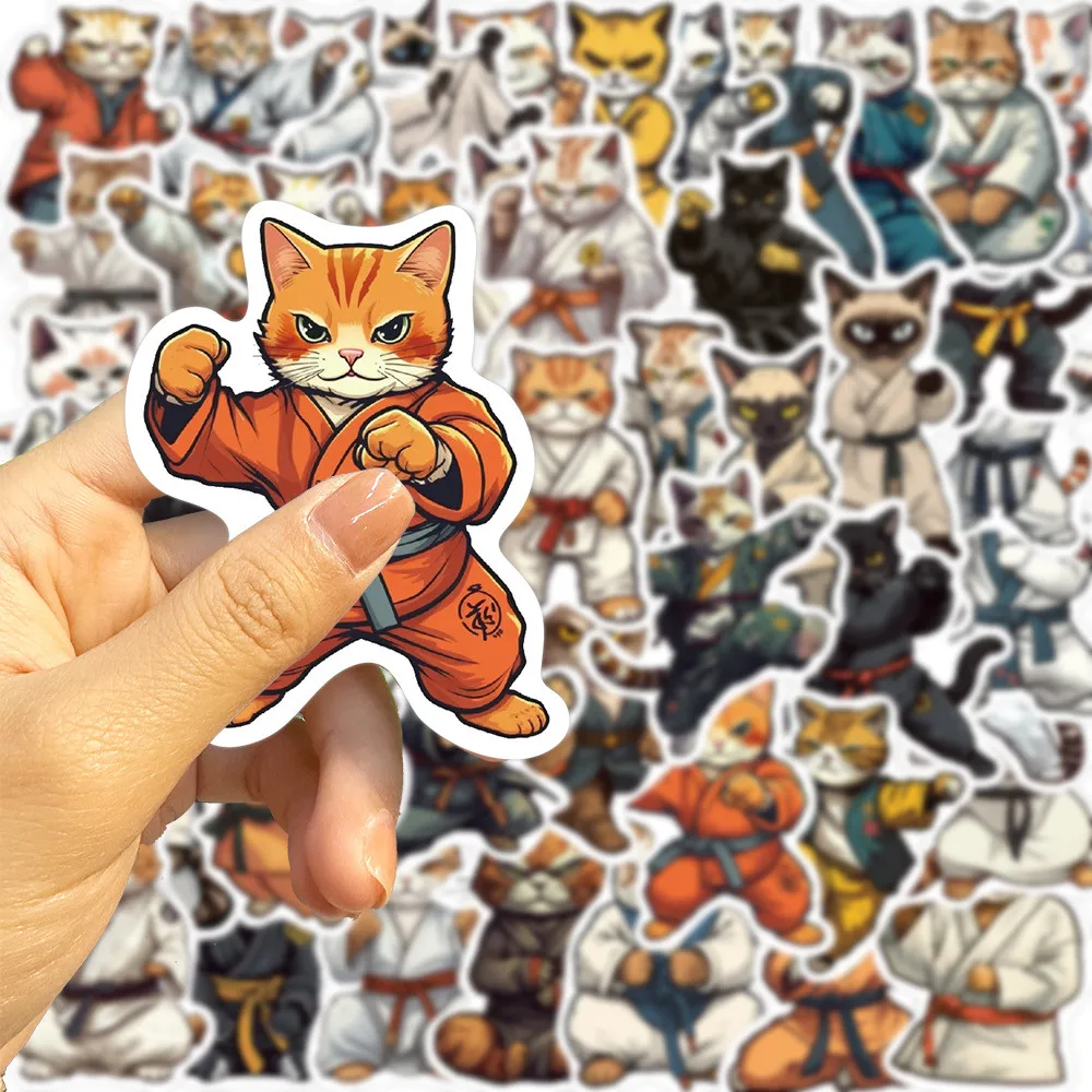 50 قطعة من ملصقات الكتابة على الجدران على شكل قطة الكونغ فو الكرتونية - ديكور مقاوم للماء للقيثارات وأجهزة الكمبيوتر المحمولة والأمتعة DIY RecordingYourLife Store