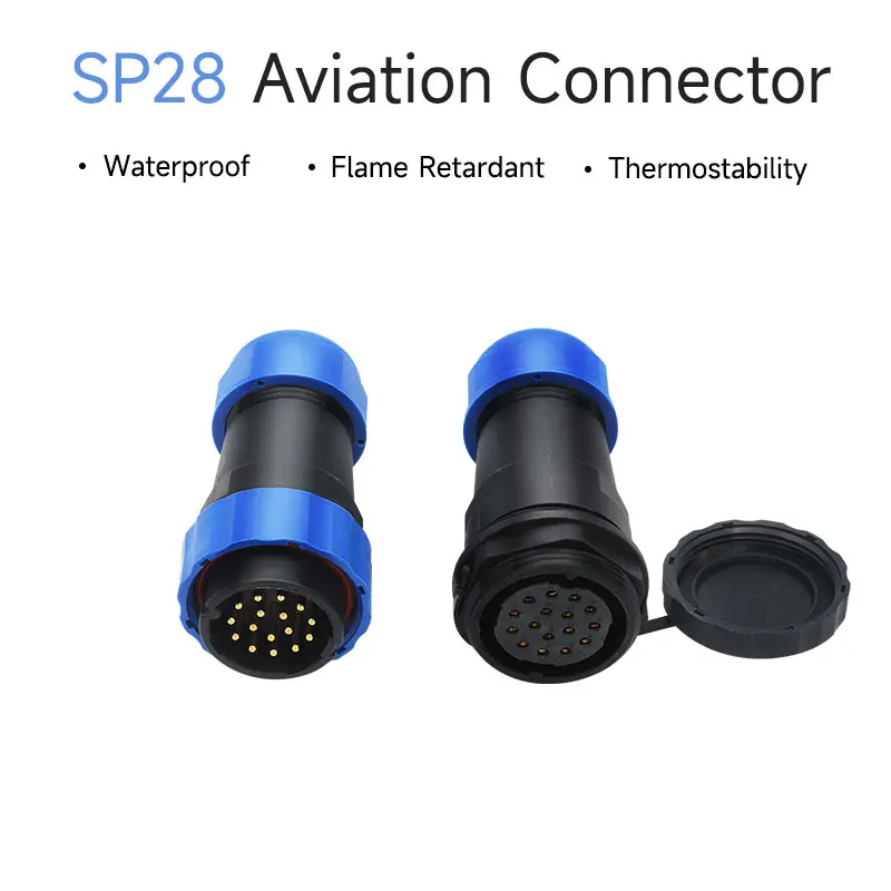 Aviation Connector SP28 SD28 IP68 Waterproof Male plug Female Socket panel Mounted Wire Cable Connector Curved plug square flang