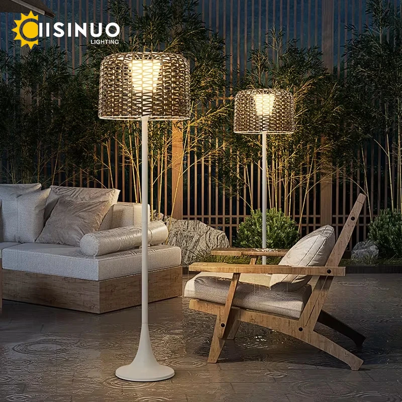 Advanced Outdoor Light Waterproof Villa Garden Lawn Lamp Simple Fashion Outdoor Floor Lamp Garden Lawn Hand-Woven Rattan ArtPlug