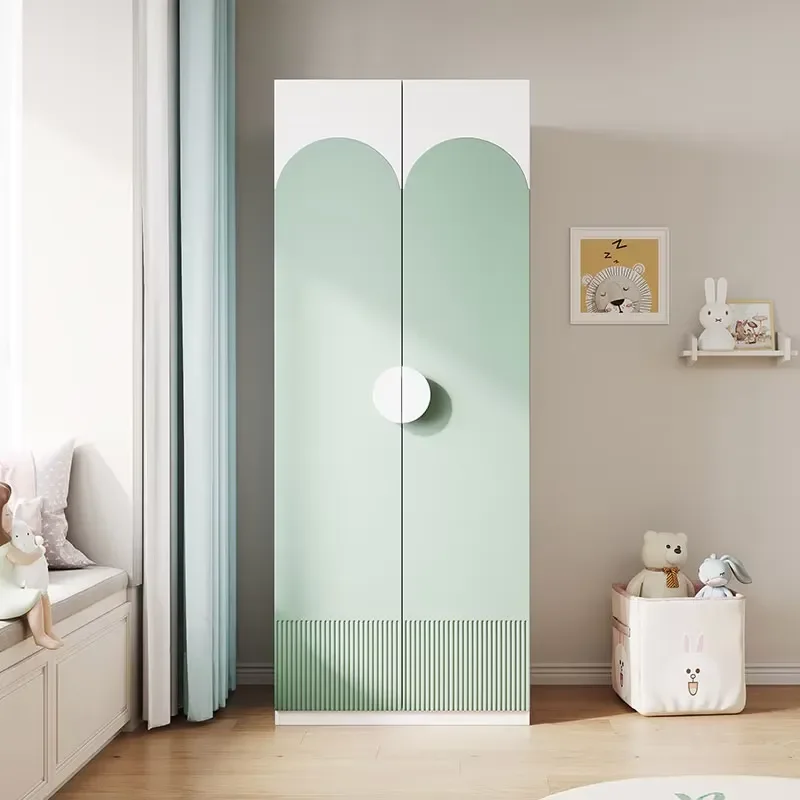 Small 2 Door Wardrobe Simple Design Kids Baby Clothes Storage Cabinet Modern Bedroom Furniture Organizer
