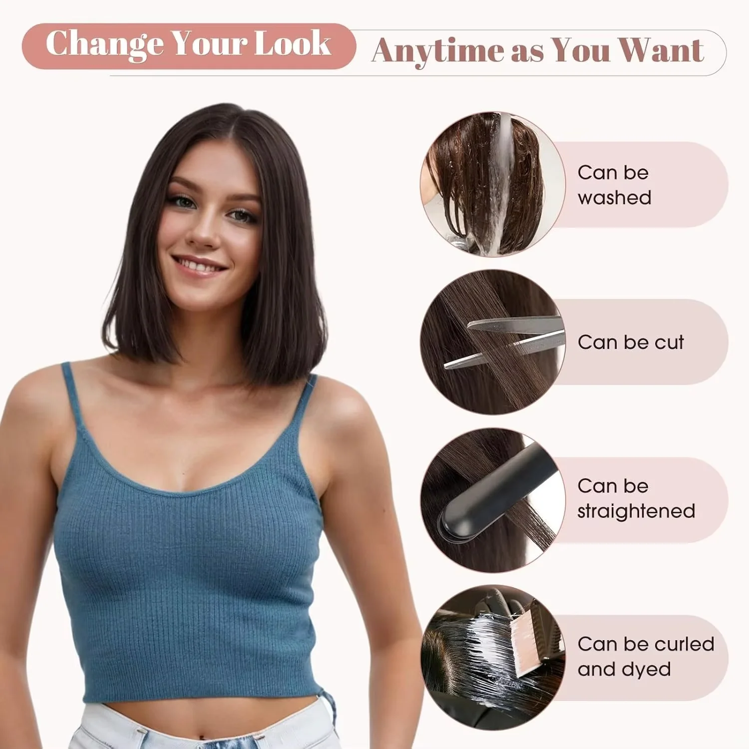 Virgin Human Hair Topper For Women 4x13cm Mono Base Hairline topper Breathable For Hairline/Cover Gray Hair Bleachable to #27