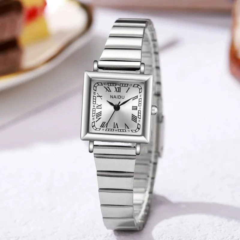 Fashion Women Square Dial Watch Quartz Ladies Clock Vintage Simple Sliver Wristwatch Minimalist Reloj Girls Dropshipping Gifts