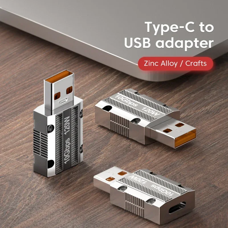 120W OTG Adapter Zinc Alloy USB A to Type C 10Gbps Usb Male to USB-C Female Connector for Phone Ipad Macbook Adaptador