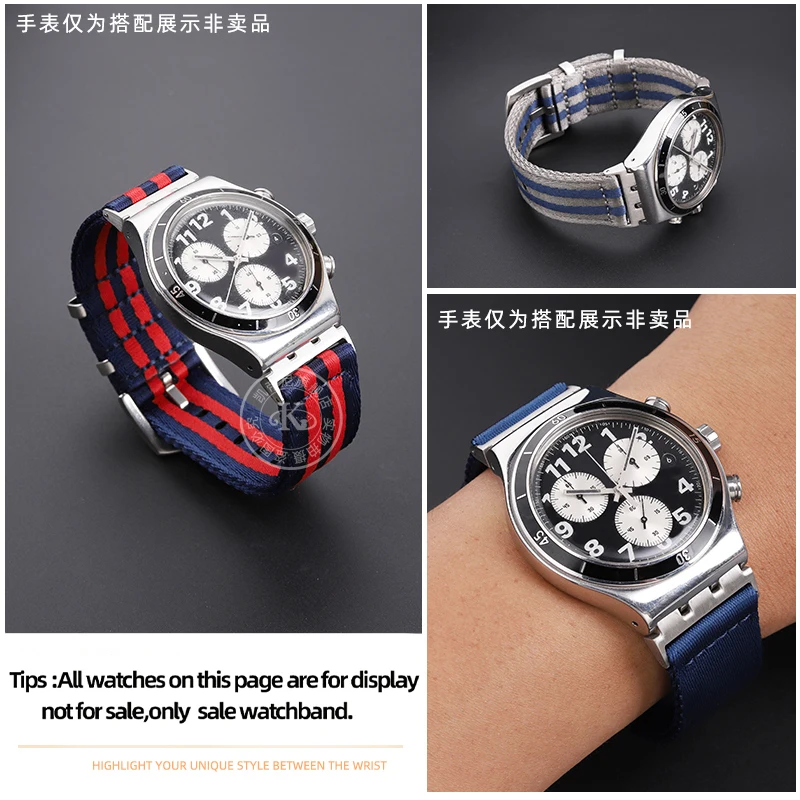 17mm 19mm 21mm Nylon WatchBand For SWATCH YVS420 YVS454 YVS451 YVS400 YVB404 Watch Strap Soft Canvas Watch Chain Men Women