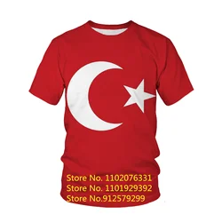 Men's Fashion T-shirt Turkey Flag 3D Printing Casual Sports T-shirt Harajuku Retro Short-sleeved Top