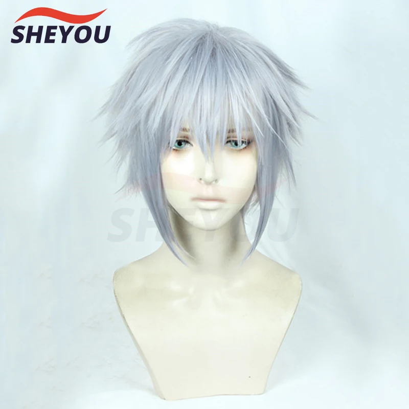 Riku Cosplay Wig Game KINGDOM HEARTS 3 Gray Mixed Heat Resistant Synthetic Hair Cosplay Costume Wigs + Wig Cap